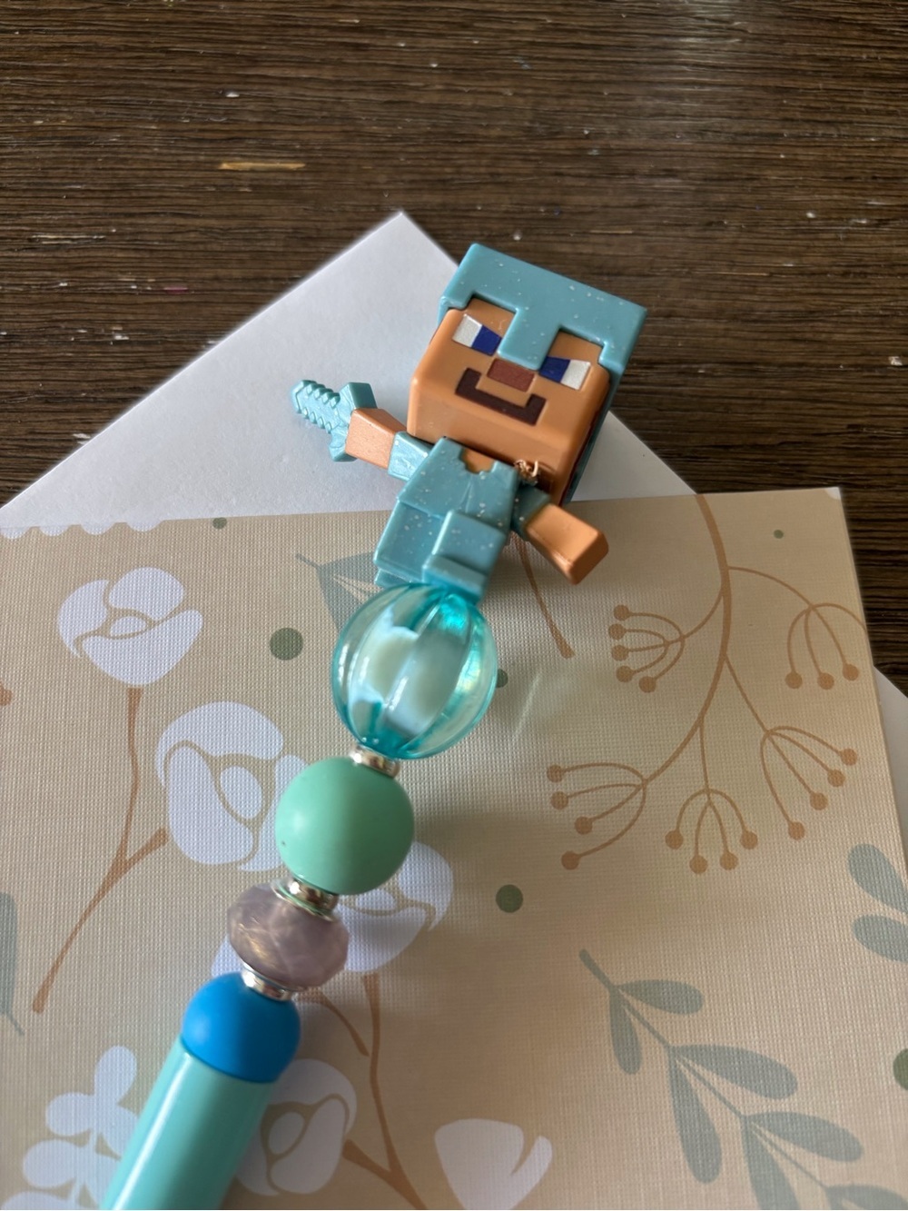 Minecraft Steve in Armor handmade beaded pen